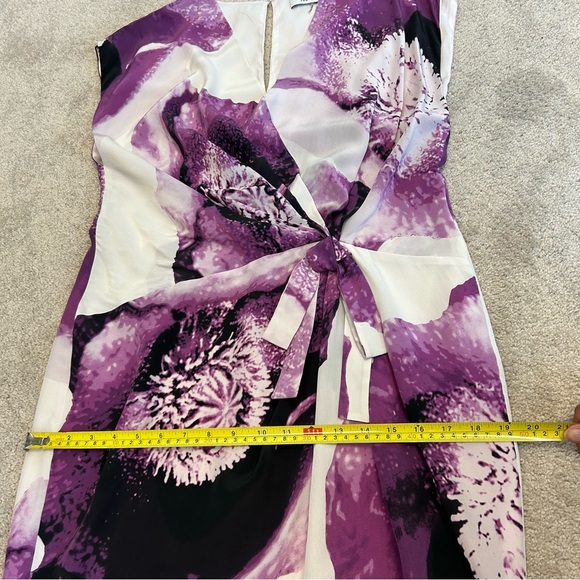 Robert Rodriguez purple ivory Clematis floral Print Silk cap sleeve wrap Dress 8 - Picture 14 of 17